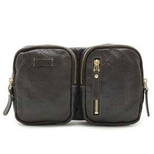 GUCCI Guccissima waist bag, pouch, body hip leather, dark brown, 246417